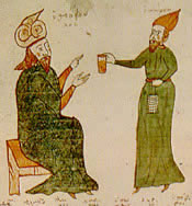 Enluminure byzantine du XVe d'un traité sur les urines.