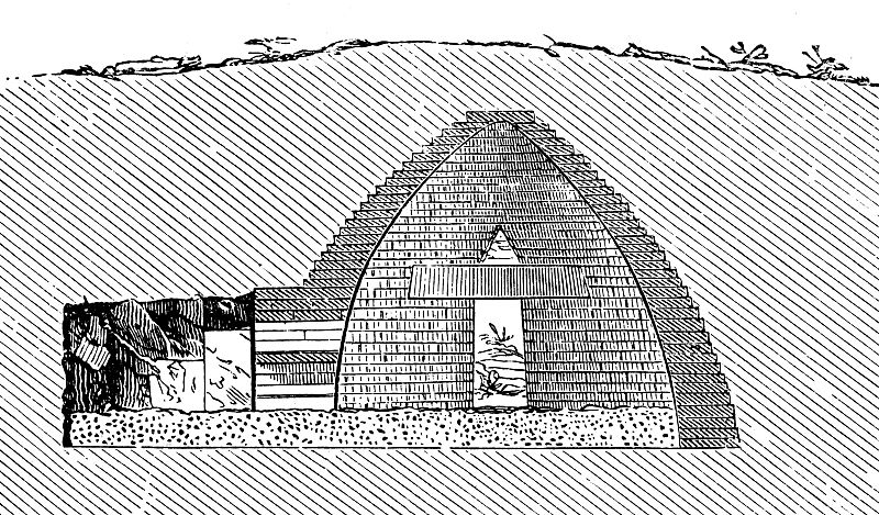 Coupe d'une tombe mycénienne (tholos)