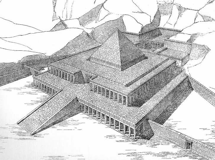 reconstitution temple funéraire Mentouhotep