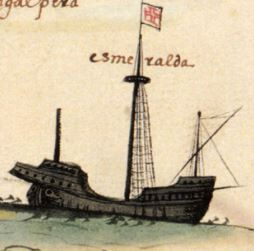 Le navire Esmeralda de la flotte de Vasco de Gama