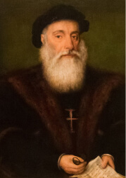 Portrait du navigateur portugais Vasco de Gama par Gregorio Lopez, XVIe siècle