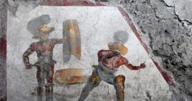 fresque combat gladiateur Pompéi