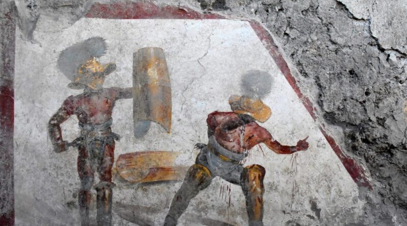 fresque combat gladiateur Pompéi