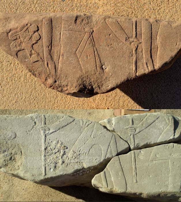 Bas-reliefs représentant la fête du jubilé du pharaon qui ornaient une salle de son temple funéraire