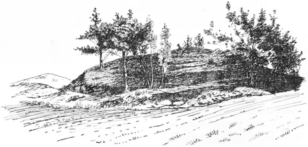 Dessin représentant le tumulus de la tombe royale de Seddin en 1902