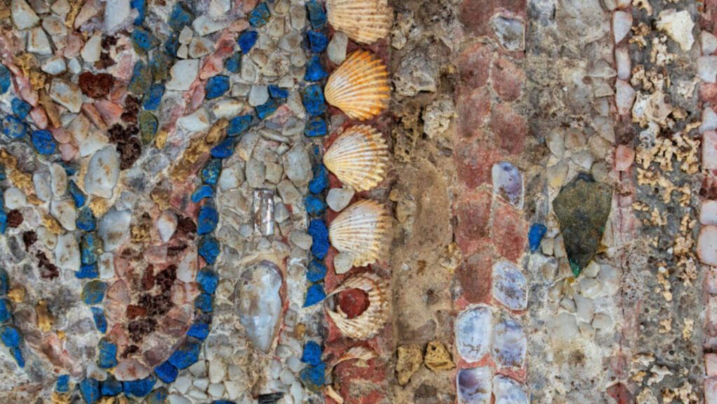 Domus, résidence sénatoriale romaine, Rome, détail de la mosaïque de la salle de réception