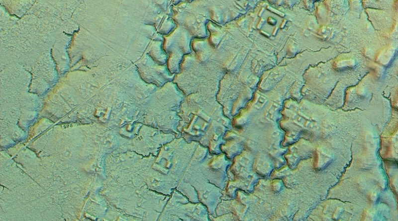 Carte au LiDAR montrant les structures présentes dans la vallée de l'Upano