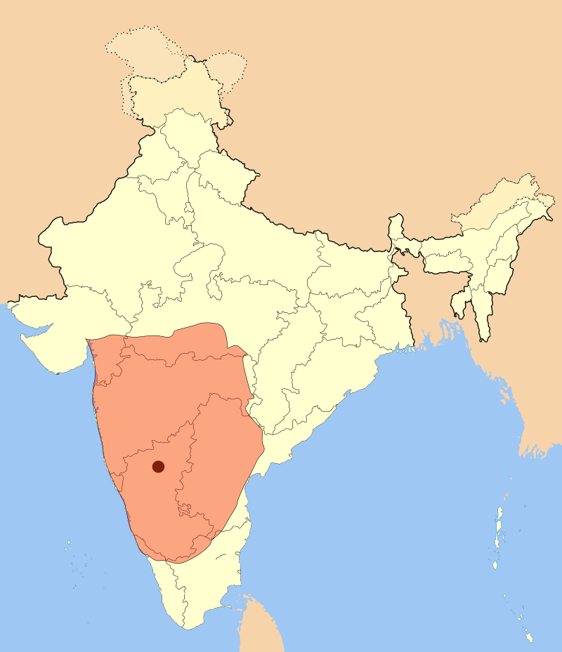 Carte de l'empire Badami Chalukya à son apogée