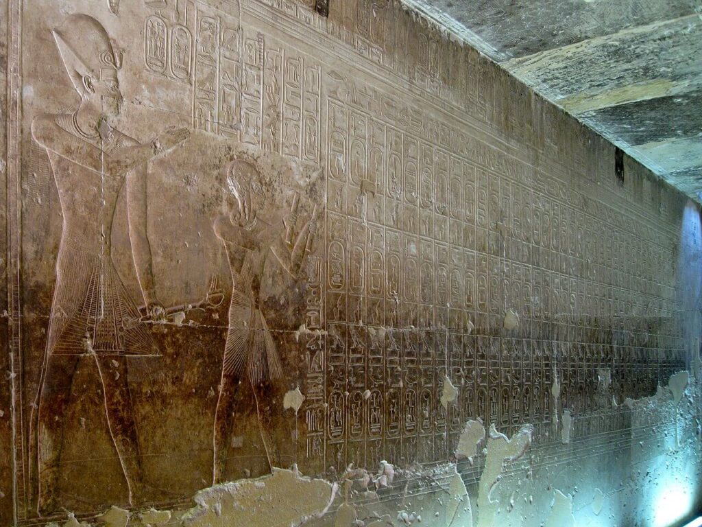 Galerie des listes, temple de Séthi Ier à Abydos en Egypte