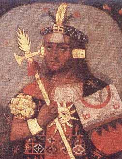 Portrait de l'inca Pachacutec, école de Cuzco du XVIe siècle.