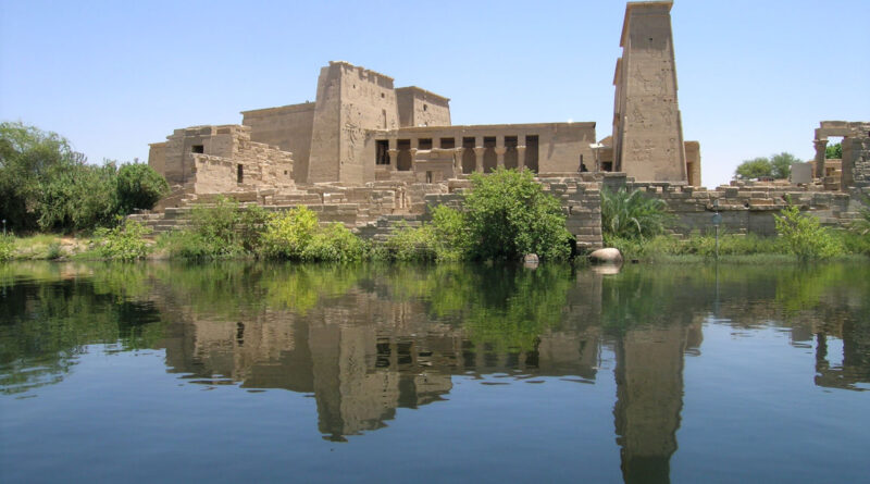 Site archéologique d'Egypte, temple de Philae, sanctuaire de la déesse Isis