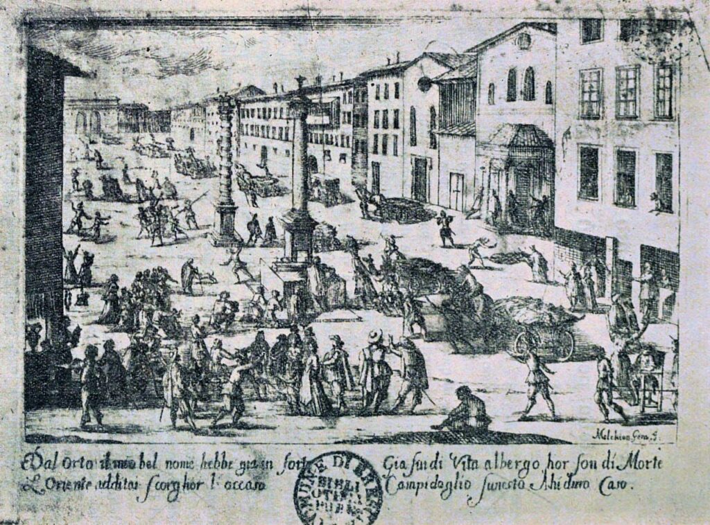 Fosse commune de pestiférés à Nuremberg, épidémie en Italie