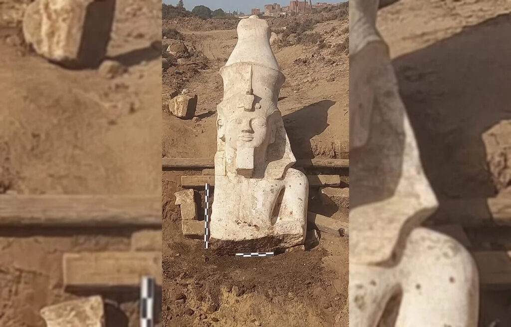 Colosse de Ramsès II découvert à Hermopolis Magna en Egypte