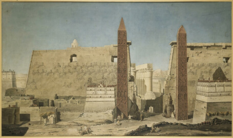 Vue ancienne du temple d'Amon à Louxor, en Egypte