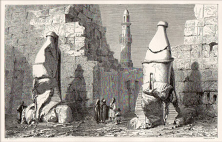 Vue ancienne du temple d'Amon à Louxor, en Egypte