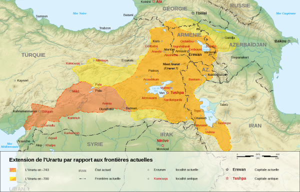 Carte du royaume d'Urartu à son apogée