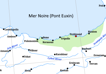 Carte montrant l'étendue de l'empire de Trébizonde