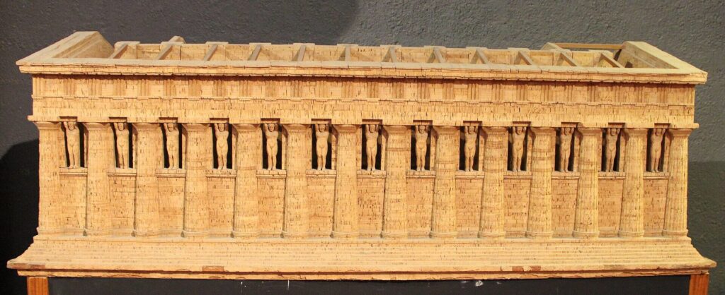 Maquette du temple de Zeus Olympien montrant les télamons, musée d'Agrigente