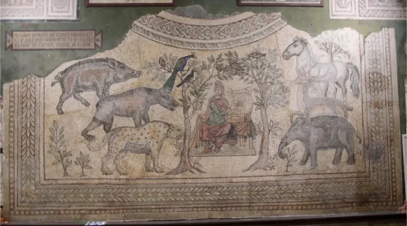 Mosaïque d'Orphée découverte à Blanzy-lès-Fismes au milieu du XIXe siècle