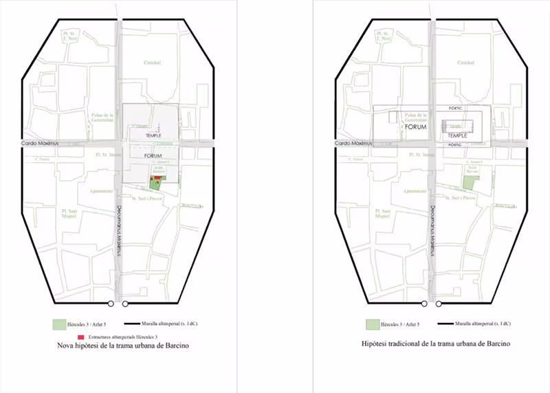 Plans hypothétiques du forum romain de Barcelone