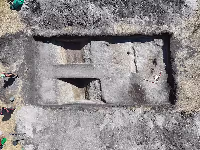 Vue des fouilles du sanctuaire de Chleby en République Tchèque