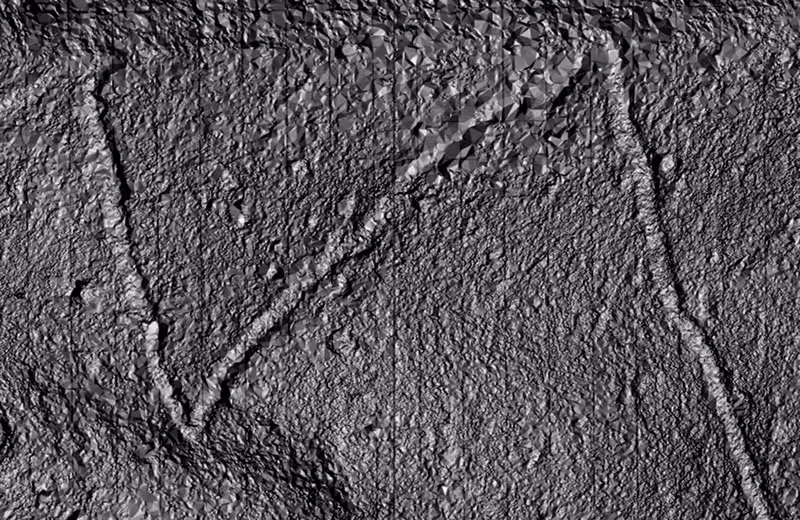 Relevé LiDAR montrant les traces du réseau routier inca près du Machu Picchu
