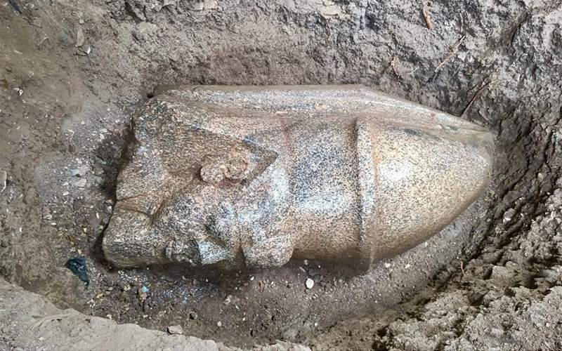 Tête d'une statue colossale de Ramsès II, à l'origine haute de 8 mètres, retrouvée dans le delta du Nil